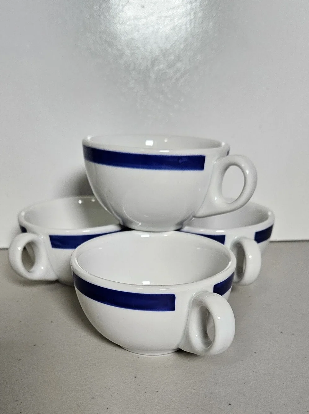 Crate & Barrel Blue Diner Demitasse Coffee Cups Espresso Cappuccino Small